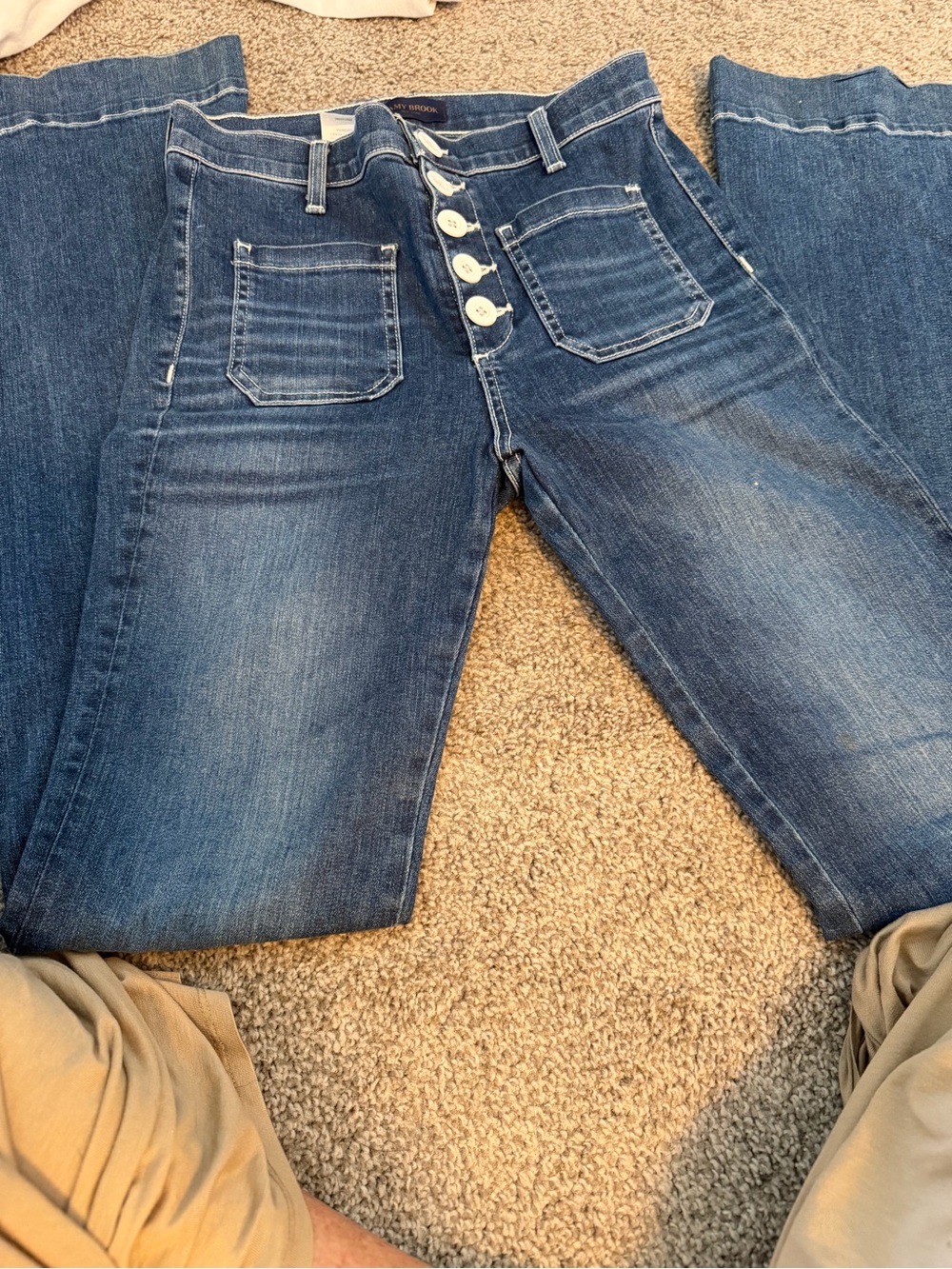 Ramy Brook Cindy Blue Button-Fly Wide Leg Jeans